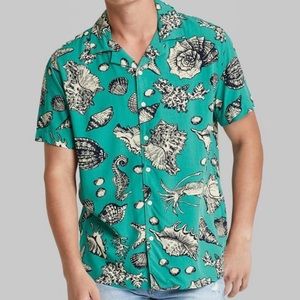 Mens XL Seashell/Light teal green Button up shirt (Original Use)